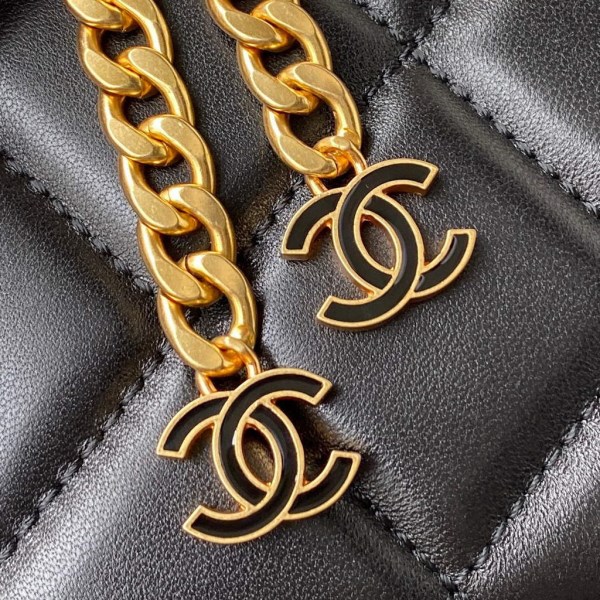 Chanel Flap Bag Lampskin Diamond AS1793 Black - Image 3