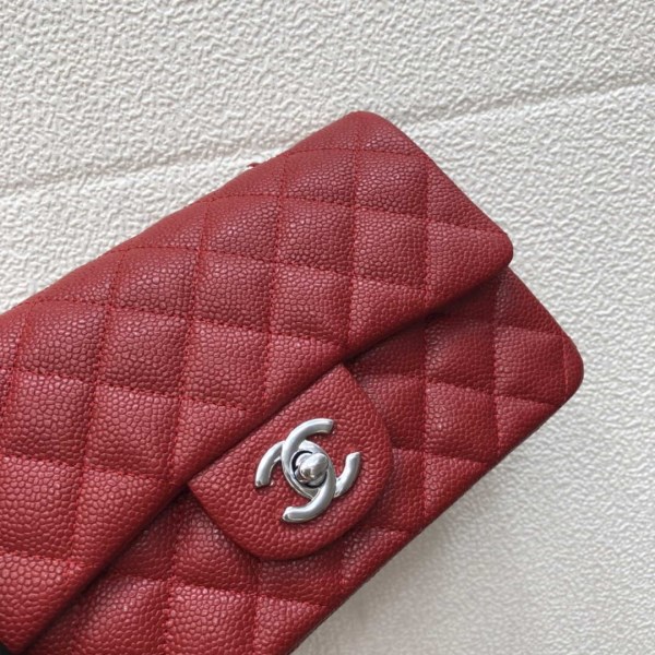 Chanel A69900 Mini Flap Bag Grained Calfskin Red Silver - Image 2