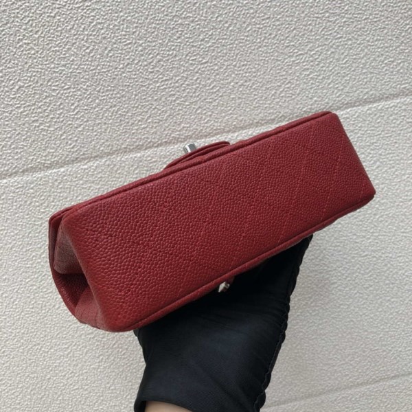 Chanel A69900 Mini Flap Bag Grained Calfskin Red Silver - Image 4