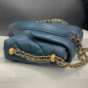Chanel AS2563 Flap Bag Lambskin Gold Blue