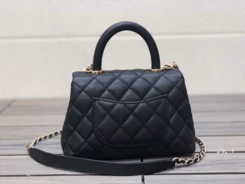Chanel AS2215 mini flap bag with top handle Black Bag with black - Image 2