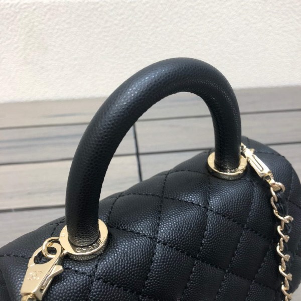 Chanel AS2215 mini flap bag with top handle Black Bag with black - Image 3