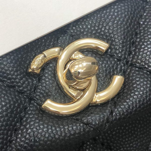 Chanel AS2215 mini flap bag with top handle Black Bag with black - Image 4