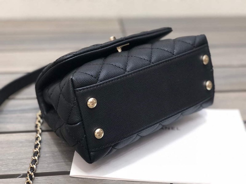 Chanel AS2215 mini flap bag with top handle Black Bag with black - Image 5