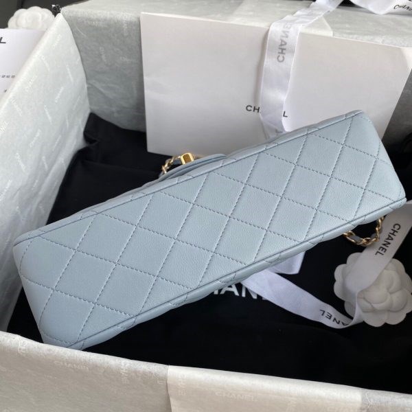 Chanel A01112 CF Quilted Classic Flap Bag in Grainy Lambskin Blue - Image 4