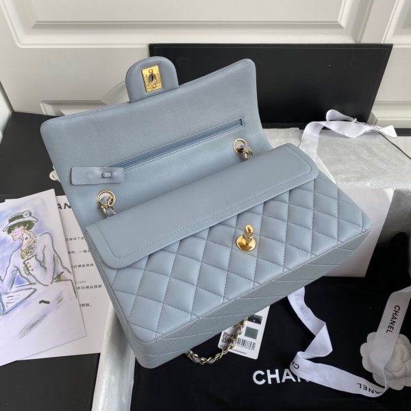 Chanel A01112 CF Quilted Classic Flap Bag in Grainy Lambskin Blue - Image 5
