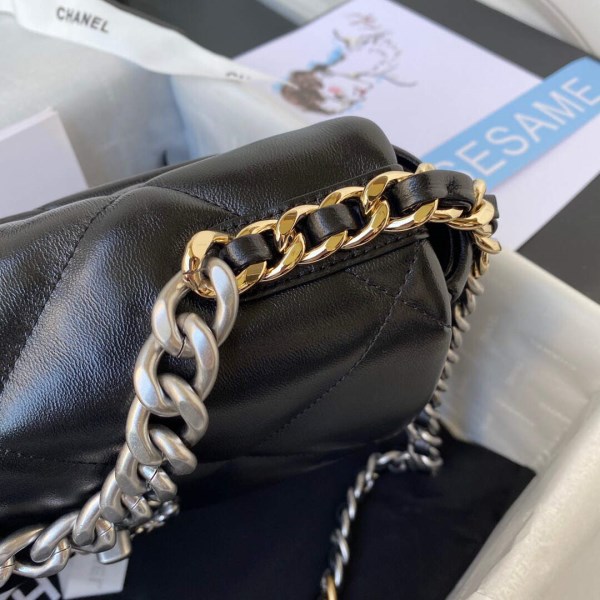 Chanel As1160 Chanel 19 Handbag Flap Lambskin B04852 94305 Black Silver - Image 3