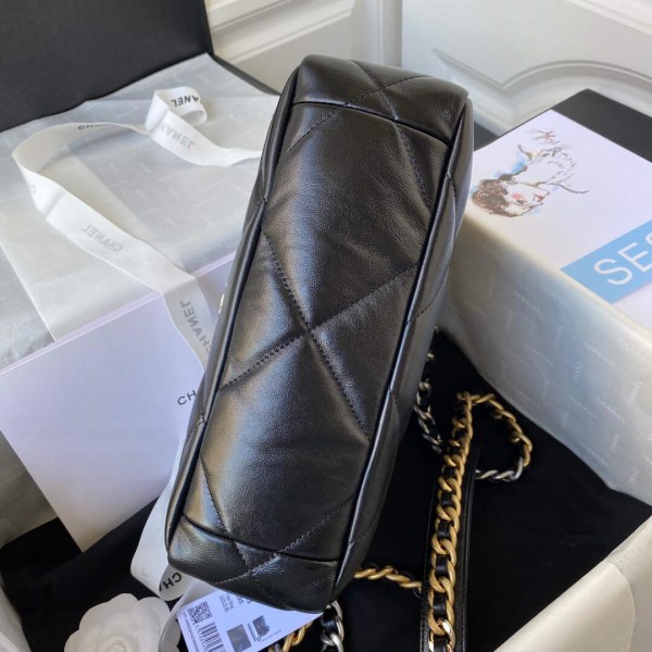 Chanel As1160 Chanel 19 Handbag Flap Lambskin B04852 94305 Black Silver - Image 5