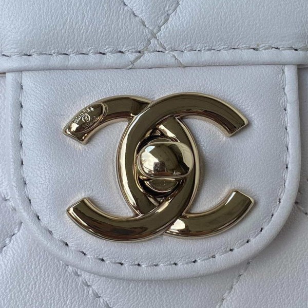 Chanel Small Flap Bag With top Handle Calfskin CC AS2680 White - Image 2