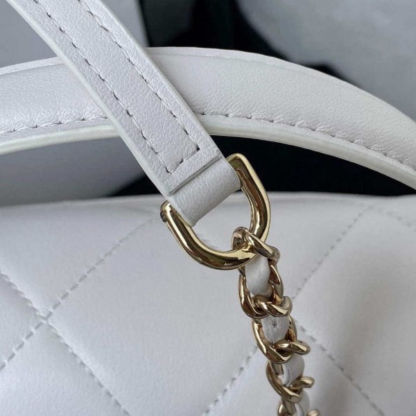 Chanel Small Flap Bag With top Handle Calfskin CC AS2680 White - Image 3