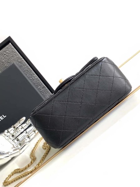 Chanel AS4040 Mini Flap Classic Bag 17 Woc Camellia Lambskin Black - Image 3