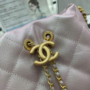 Chanel AS2859 Bucket Bag Shoulder Bag Shiny Grained Calfskin Light Pink