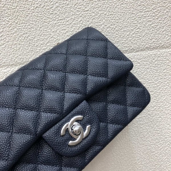 Chanel A69900 Mini Flap Bag Grained Calfskin Navy Blue Silver - Image 2
