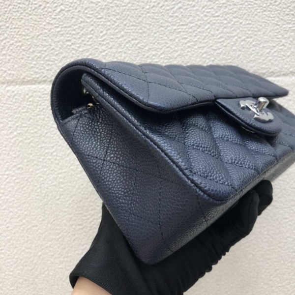 Chanel A69900 Mini Flap Bag Grained Calfskin Navy Blue Silver - Image 3