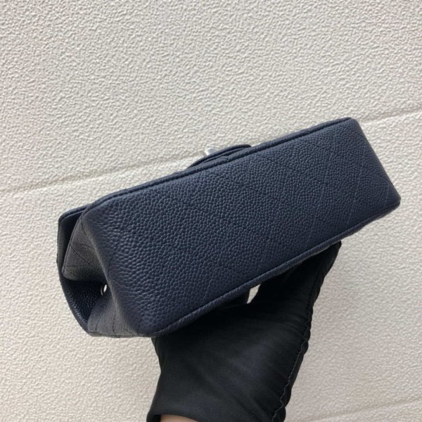 Chanel A69900 Mini Flap Bag Grained Calfskin Navy Blue Silver - Image 4