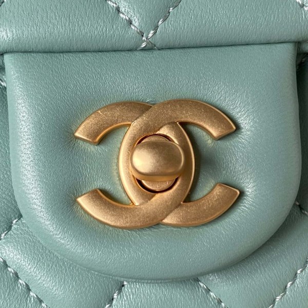 Chanel AS4040 Mini Flap Classic Bag 18 Woc Camellia Lambskin Lake Blue - Image 2
