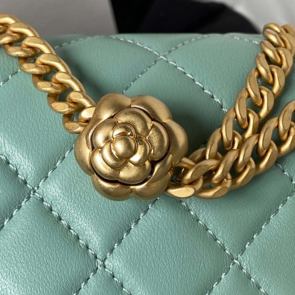 Chanel AS4040 Mini Flap Classic Bag 18 Woc Camellia Lambskin Lake Blue - Image 3