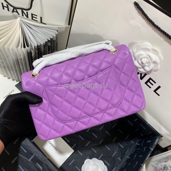Chanel A01112 CF Quilted Classic Flap Bag in Grainy Lambskin Purple - Image 4