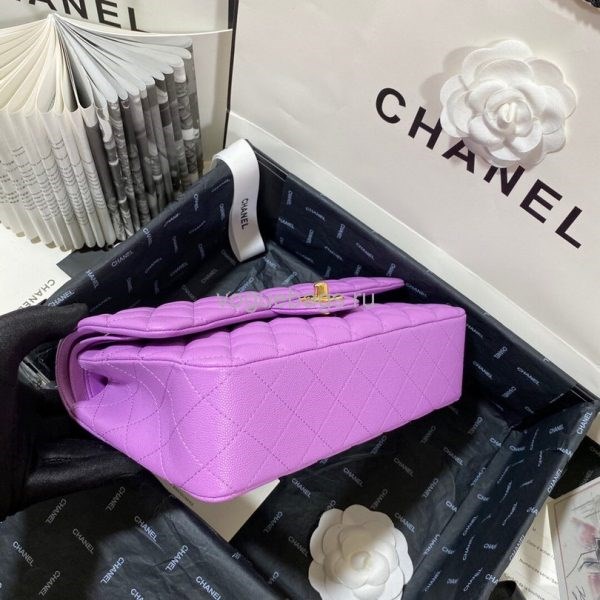 Chanel A01112 CF Quilted Classic Flap Bag in Grainy Lambskin Purple - Image 5