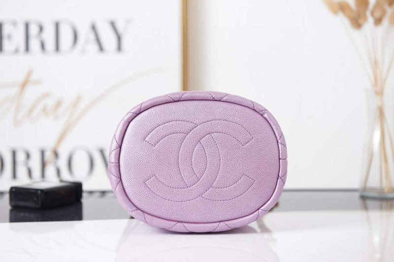 Chanel AS2859 Bucket Bag Shoulder Bag Shiny Grained Calfskin Purple - Image 5