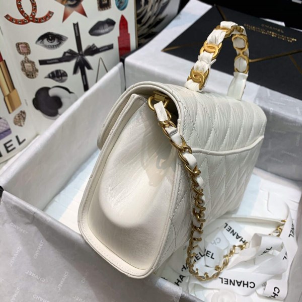 Chanel AS2478 Flap CC Wrapped Bag with Top Handle White - Image 2