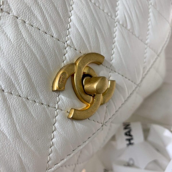 Chanel AS2478 Flap CC Wrapped Bag with Top Handle White - Image 5