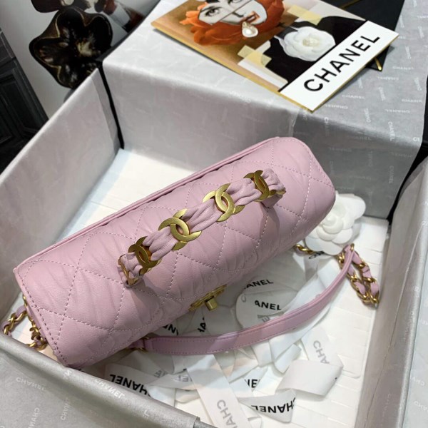 Chanel AS2478 Flap CC Wrapped Bag with Top Handle Pink - Image 3
