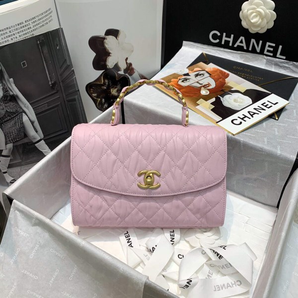 Chanel AS2478 Flap CC Wrapped Bag with Top Handle Pink - Image 4