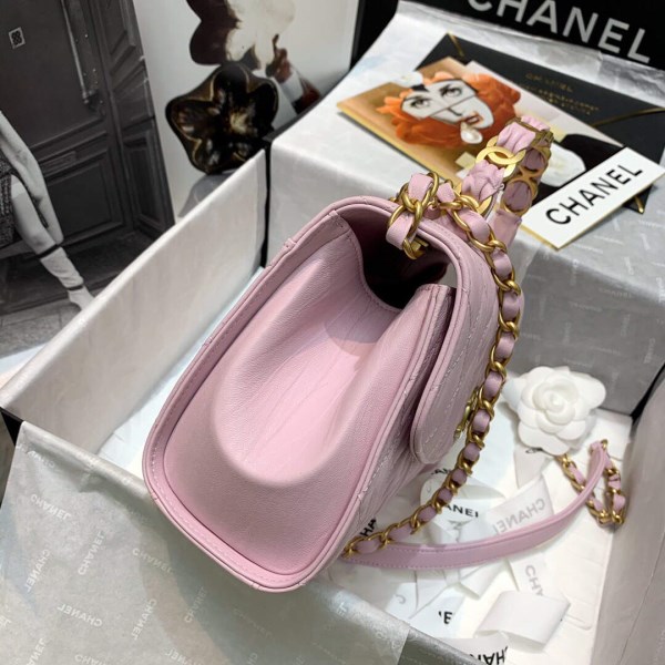 Chanel AS2478 Flap CC Wrapped Bag with Top Handle Pink - Image 5