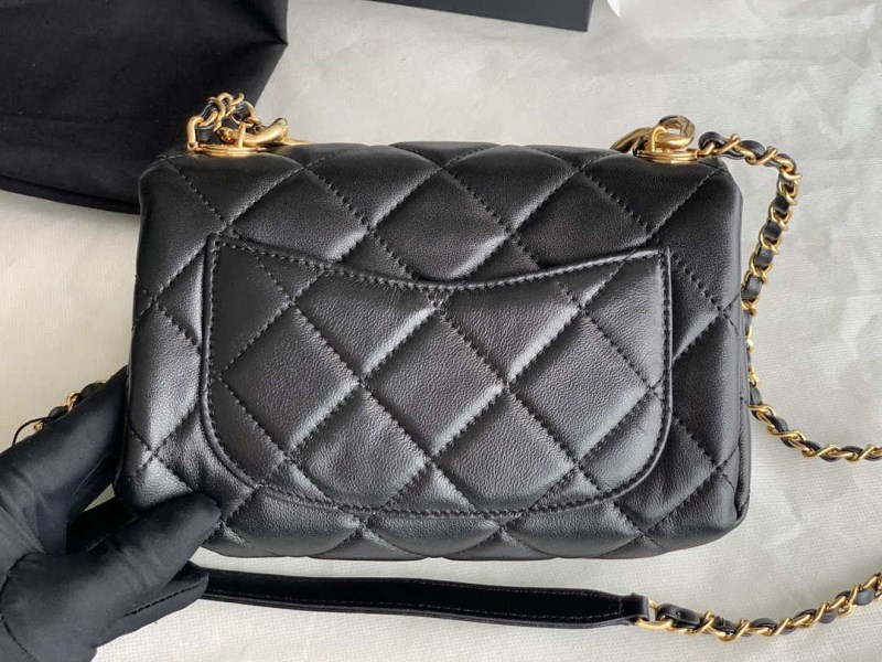 Chanel AS3366 Flap Bag 20cm Lambskin Black - Image 2