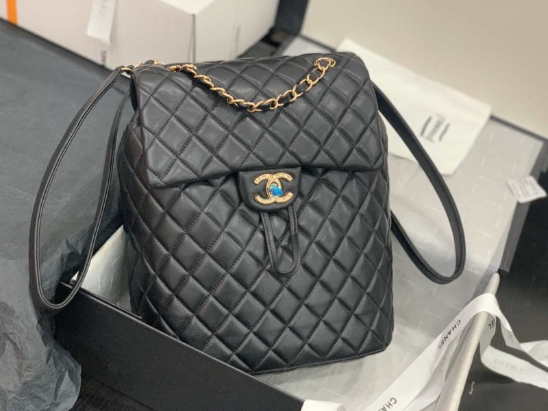 Chanel A91120 Backpack Vintage Lambskin Bag Black
