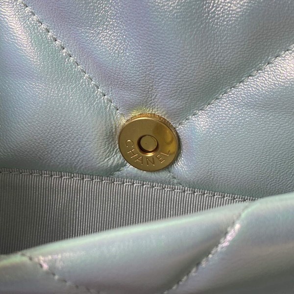 Chanel As1160 Chanel 19 Handbag Flap Lambskin B04852 94305 Light Blue Silver