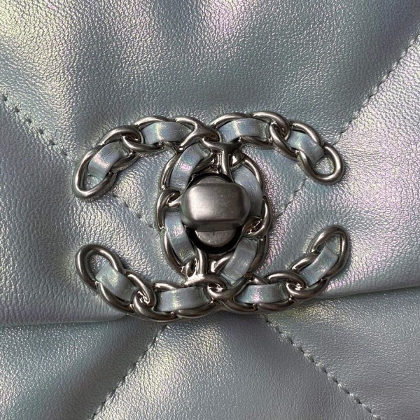 Chanel As1160 Chanel 19 Handbag Flap Lambskin B04852 94305 Light Blue Silver - Image 2