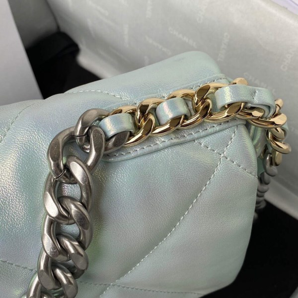 Chanel As1160 Chanel 19 Handbag Flap Lambskin B04852 94305 Light Blue Silver - Image 5