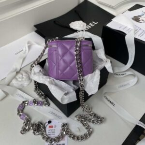 Chanel AP2718 Small Vanity With Chain Purple Lambskin