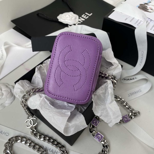 Chanel AP2718 Small Vanity With Chain Purple Lambskin - Image 4