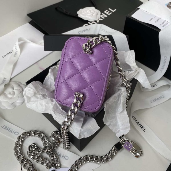 Chanel AP2718 Small Vanity With Chain Purple Lambskin - Image 5