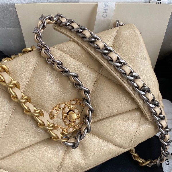 Chanel As1160 Chanel 19 Handbag Flap Lambskin B04852 94305 Apricot - Image 3