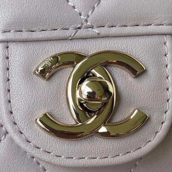 Chanel Small Flap Bag With top Handle Calfskin CC AS2680 Light Pink - Image 2