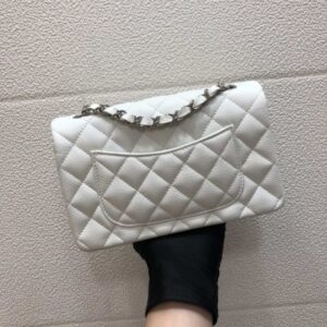 Chanel A69900 Mini Flap Bag Grained Calfskin White Silver