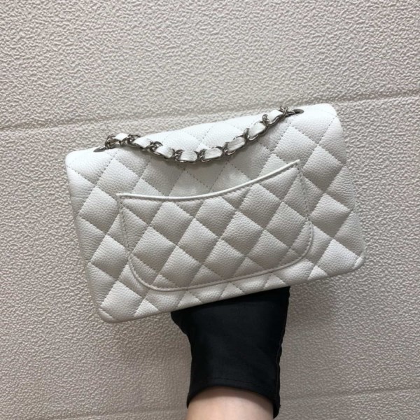 Chanel A69900 Mini Flap Bag Grained Calfskin White Silver