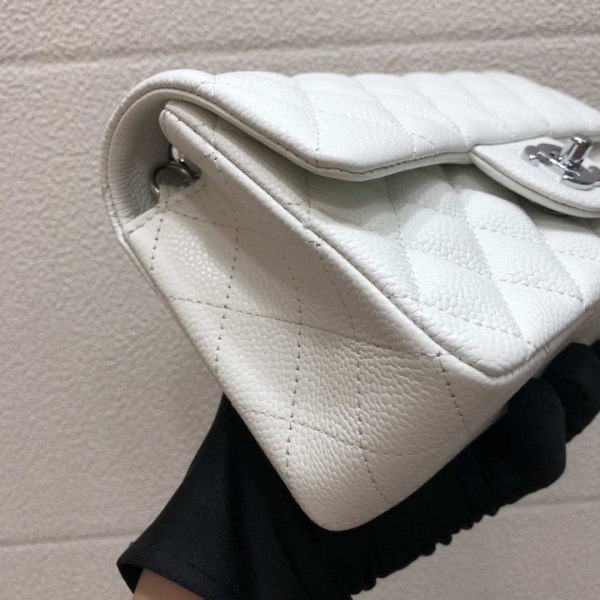 Chanel A69900 Mini Flap Bag Grained Calfskin White Silver - Image 3
