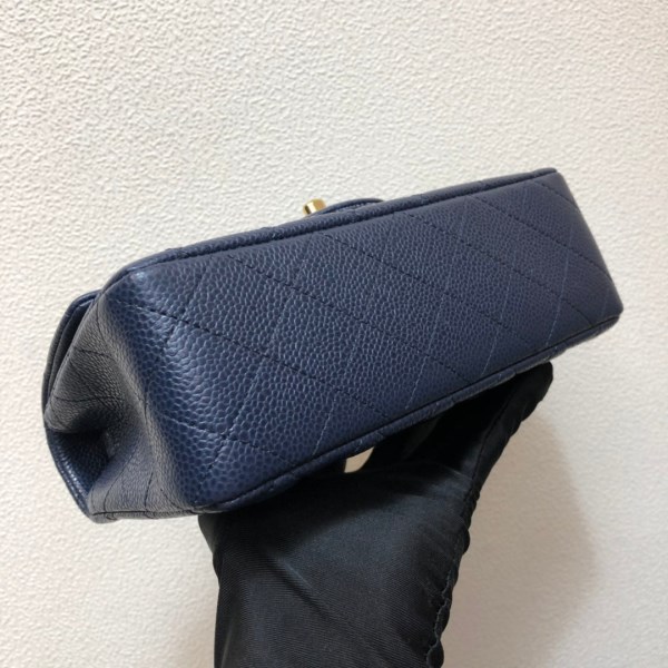 Chanel A69900 Mini Flap Bag Grained Calfskin Navy Blue Gold - Image 4