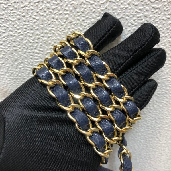 Chanel A69900 Mini Flap Bag Grained Calfskin Navy Blue Gold - Image 5