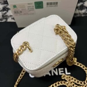 Chanel AP3203 Clutch With Chain Grained Calfskin White
