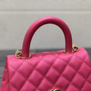 Chanel AS2215 mini flap bag with top handle Bag Rose Red