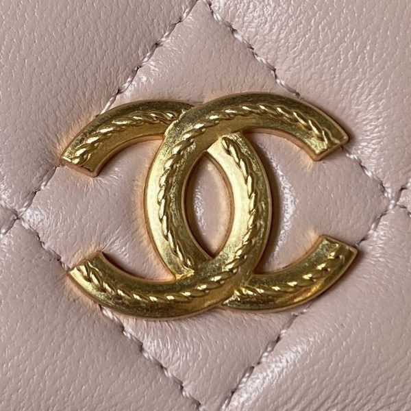Chanel AP3385 Woc Flap Phone Holder With Chain Lambskin Pink Gold - Image 2