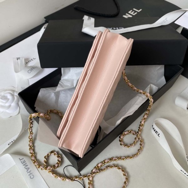 Chanel AP3385 Woc Flap Phone Holder With Chain Lambskin Pink Gold - Image 5