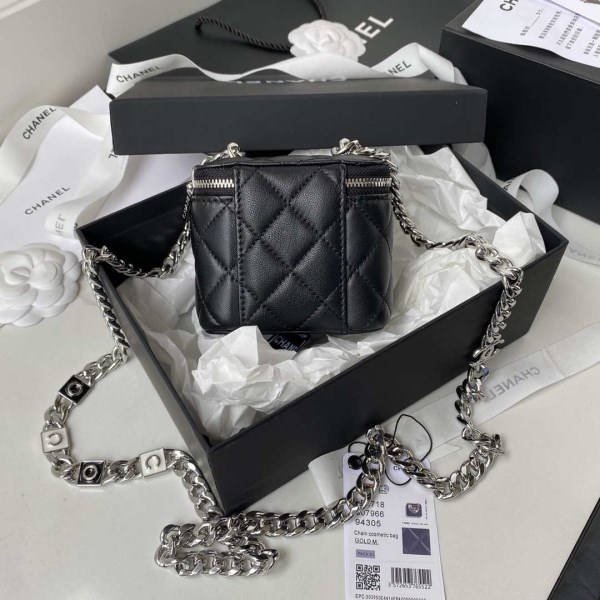 Chanel AP2718 Small Vanity With Chain Black Lambskin