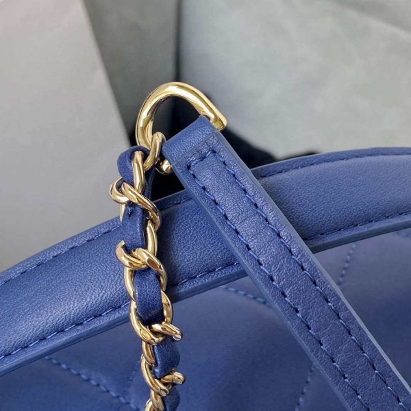 Chanel Small Flap Bag With top Handle Calfskin CC AS2680 Blue - Image 3
